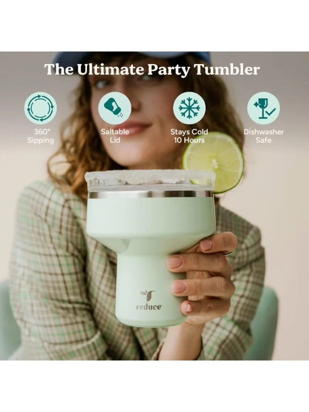 Insulated Cocktail Tumbler 16 oz - Shatterproof Margarita Glass - Keeps Drinks